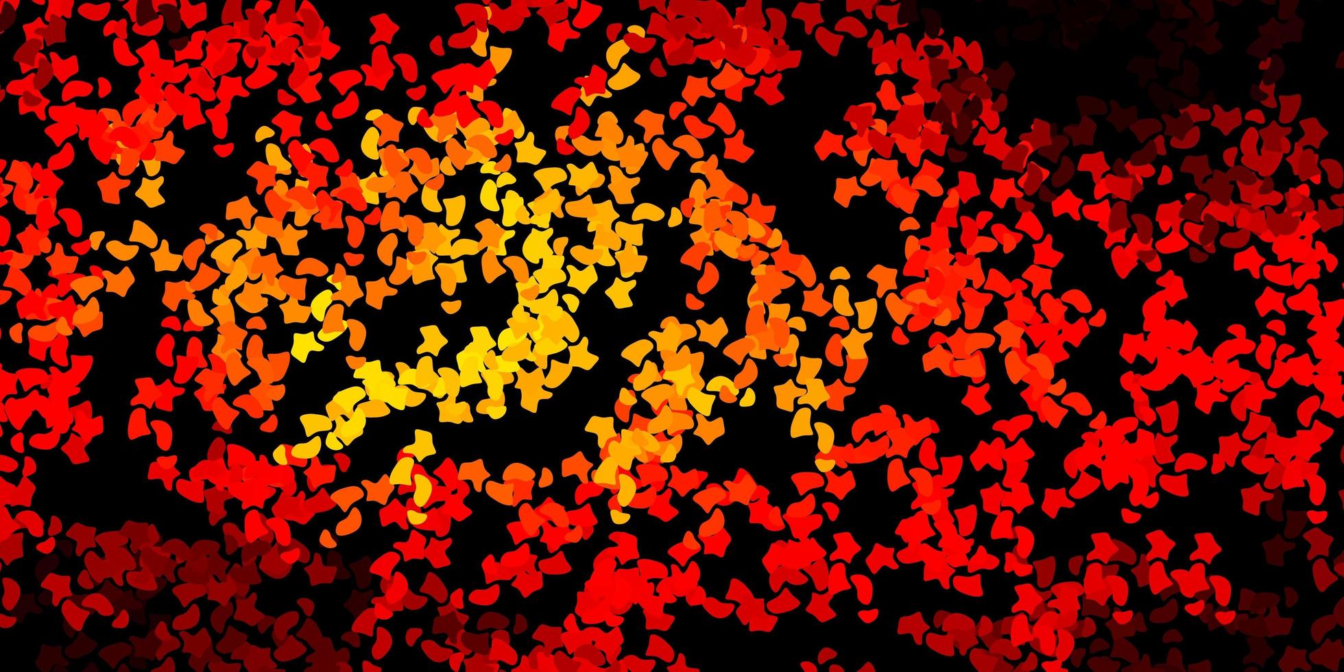 Dark red, yellow vector backdrop with chaotic shapes.