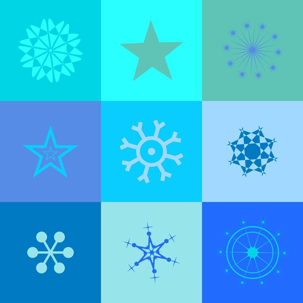 Retro Starry Snowflake Mosaic vector