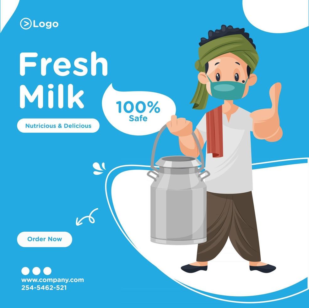 Fresh milk banner design template vector