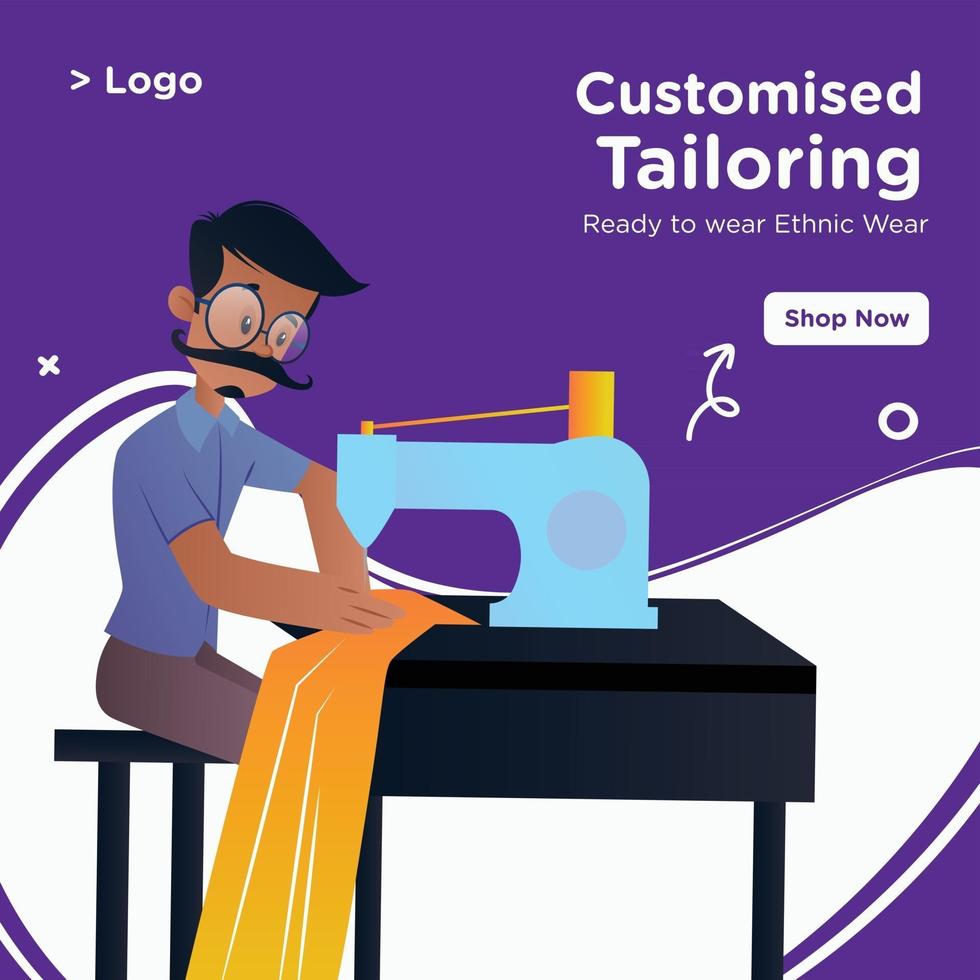 Customised tailoring banner design template vector