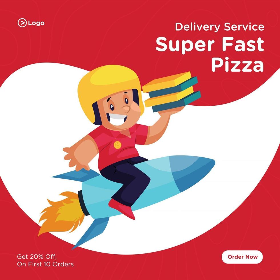 Banner design of super fast delivery service of pizza template vector