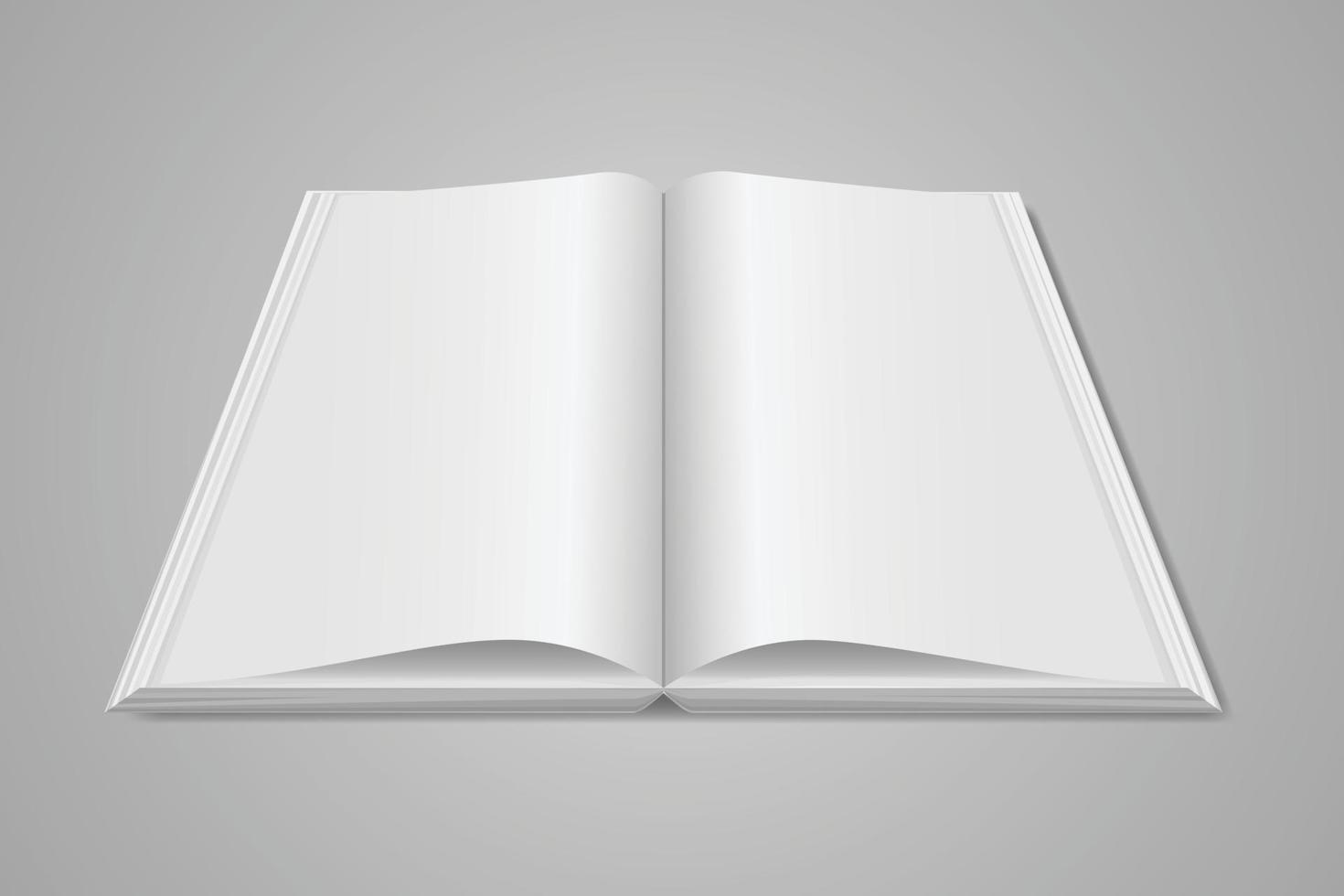 Blank open book on gray background vector