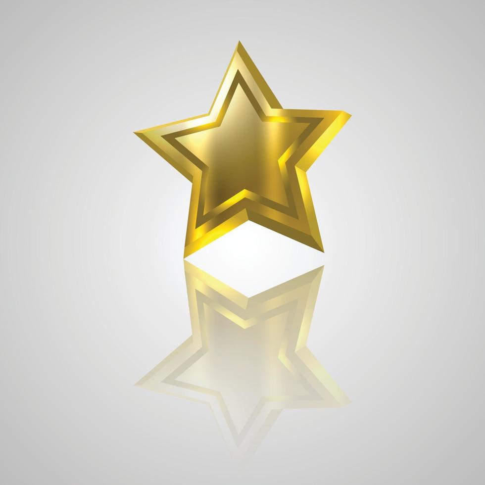 3D shiny golden star icon vector