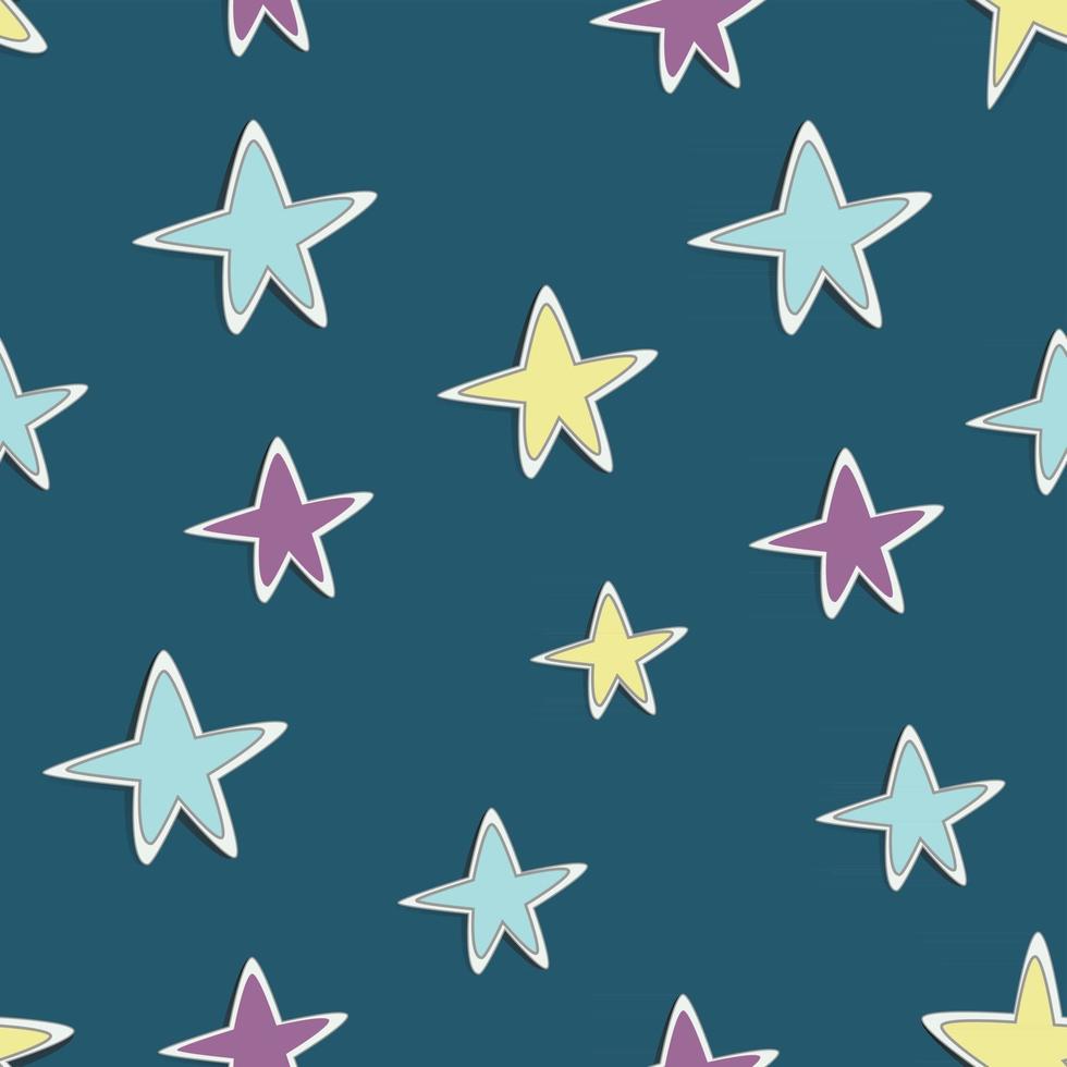 multicolored stars on a dark background. space seamless pattern vector