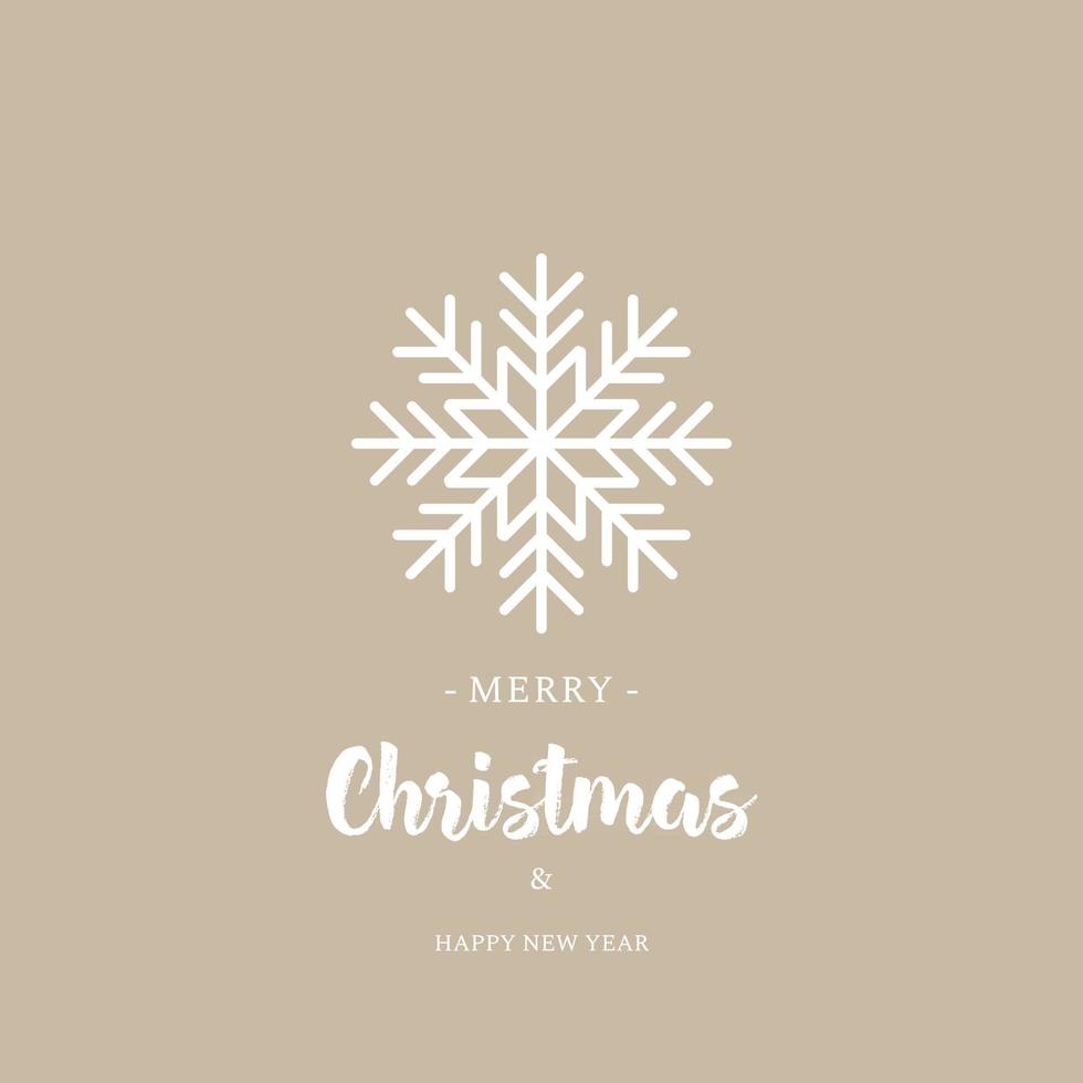 Ilustración de tarjeta de felicitación de Navidad y año nuevo con copo de nieve y letras vector