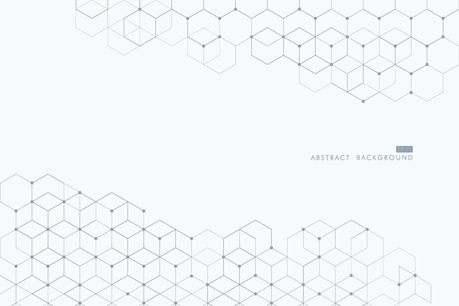 Modern geometric white background with hexagon cubes. Abstract technology polygonal structure. Abstraction with connection lines and points. Vector illustration.