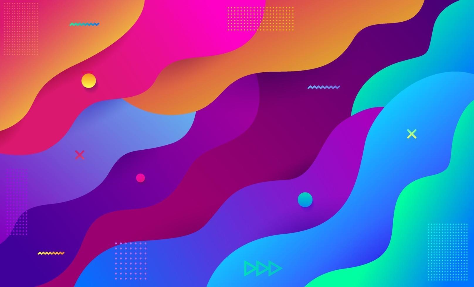 Dynamical trendy colored forms and waves. Abstract modern graphic element. Fluid shapes composition. Colorful geometric background. Vector illustration.