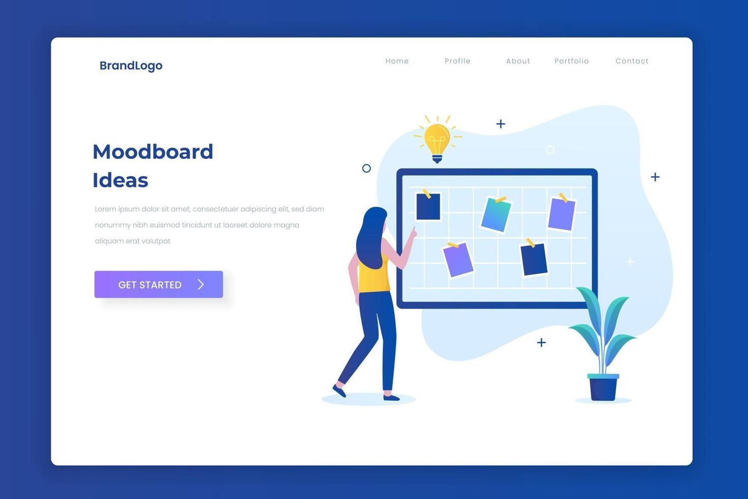 Mood board ideas illustration landing page concept vector