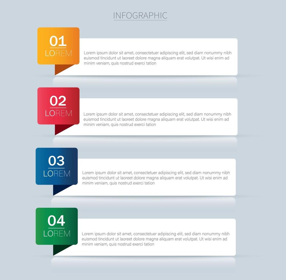 gráficos de información coloridos para presentaciones de negocios. diagrama con 4 pasos vector