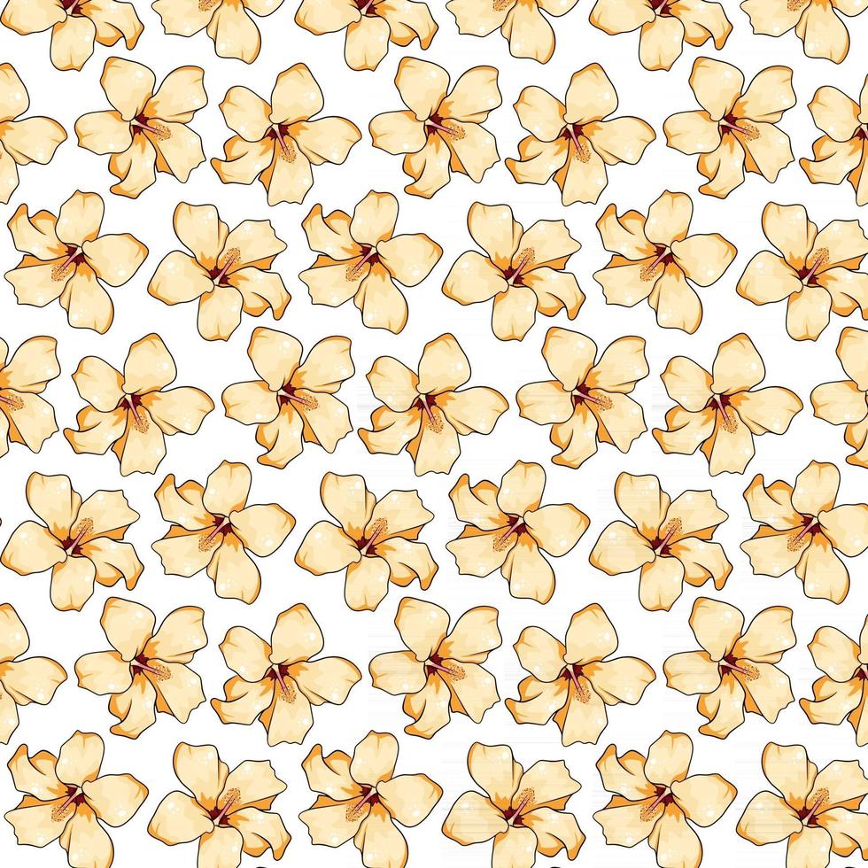 Tropical pattern with exotic flowers in cartoon style vector