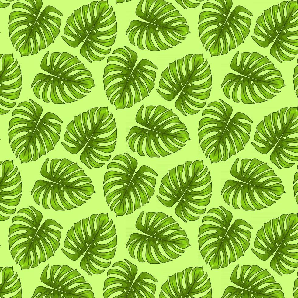 Tropical seamless pattern with exotic leaves in cartoon style vector
