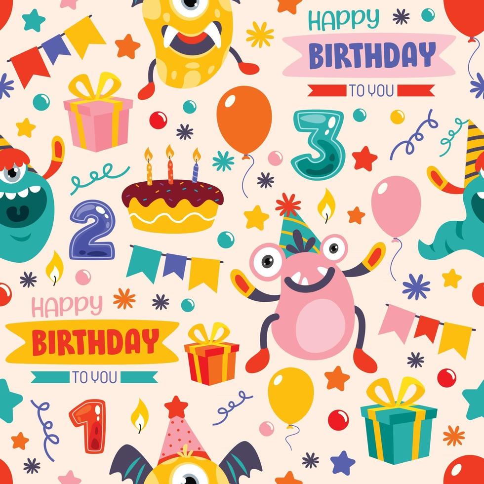 Seamless Pattern Design With  Cartoon Character vector