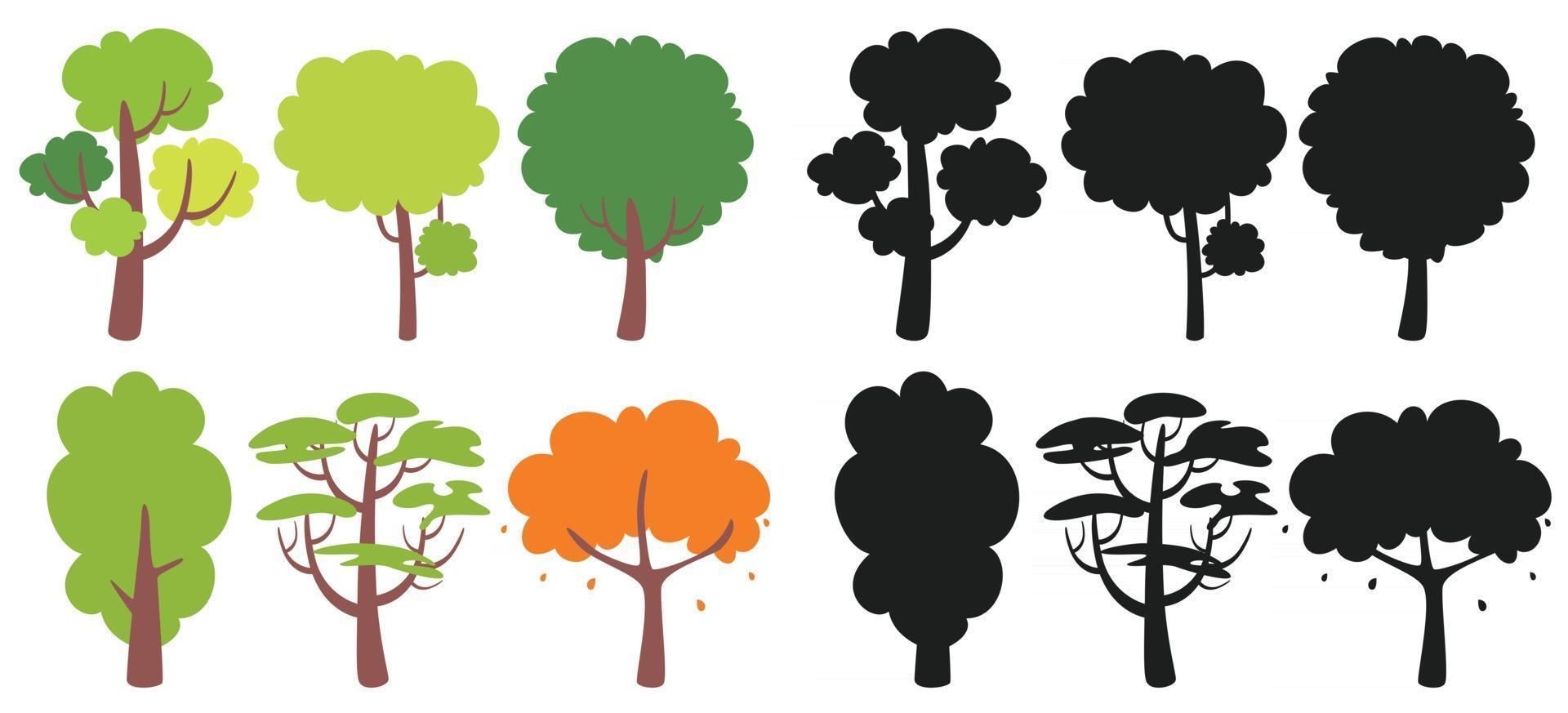 Set Of Various Flat Trees vector