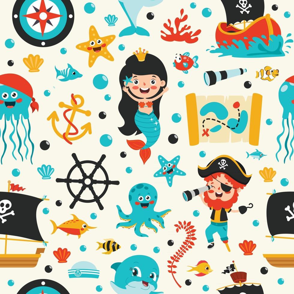 Seamless Pattern Design With  Cartoon Character vector