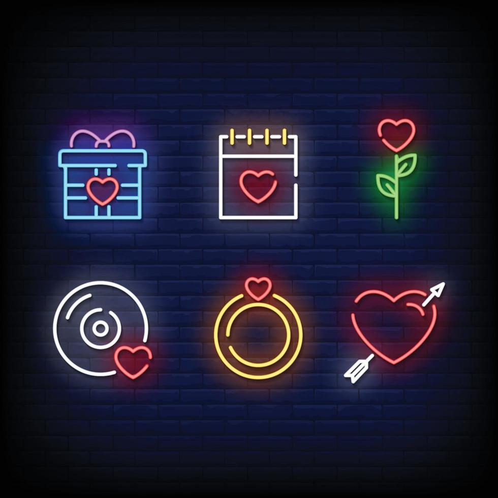 Valentine Symbol Neon Signs Style Vector