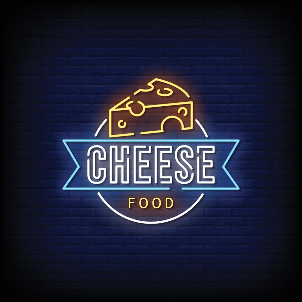 Cheese Food Neon Signs Style Vector