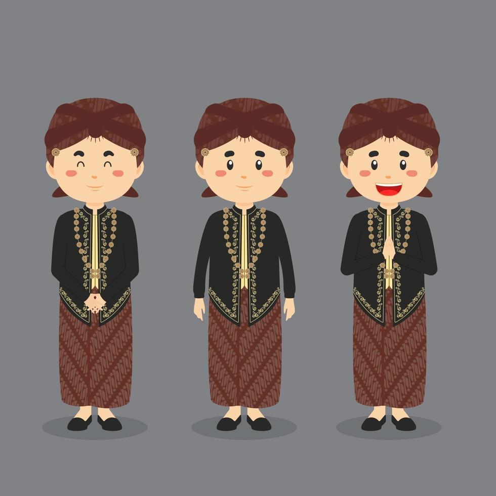 Central Java Character with Various Expression vector