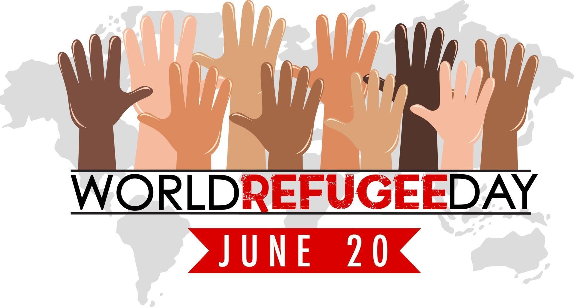 World Refugee Day banner with many different colour hands 2871090