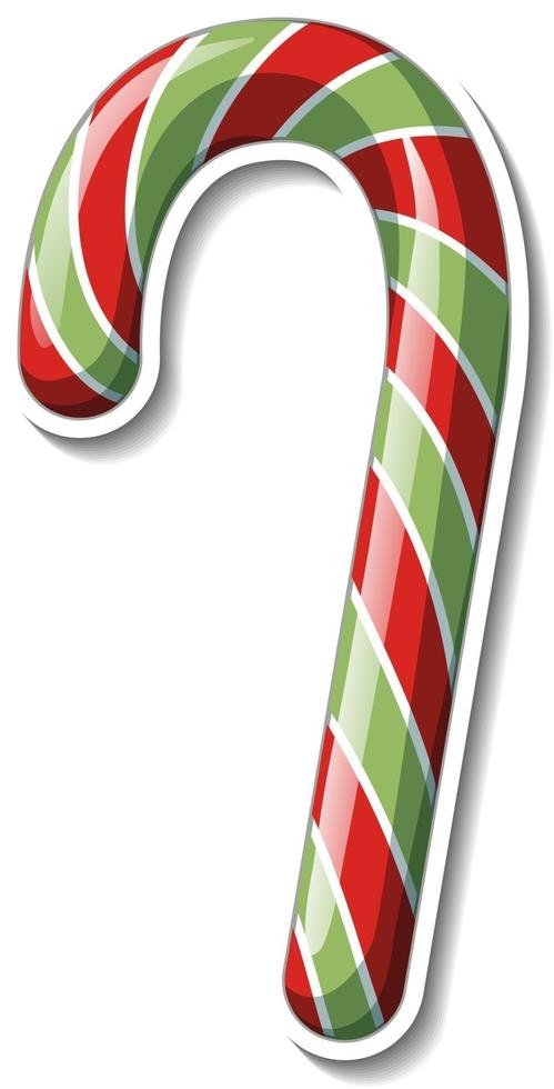 Candy cane sticker on white background vector