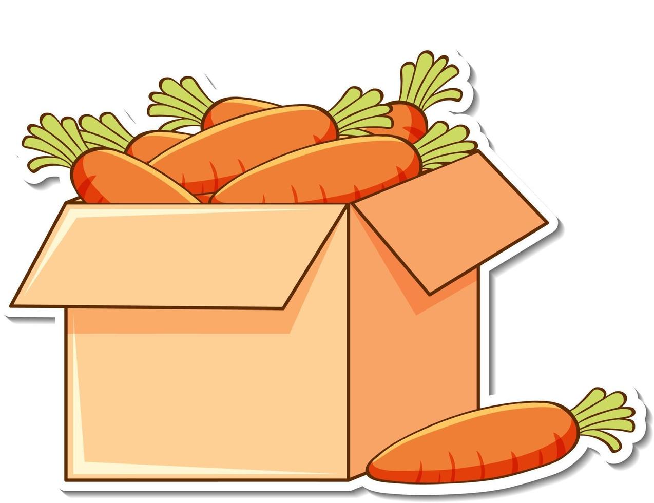 plantilla de pegatina con muchas zanahorias en una caja vector