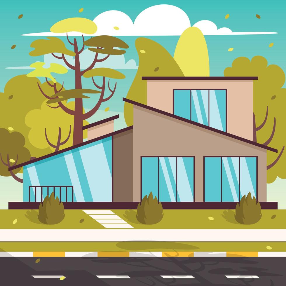 Exterior Design With Flat Building vector