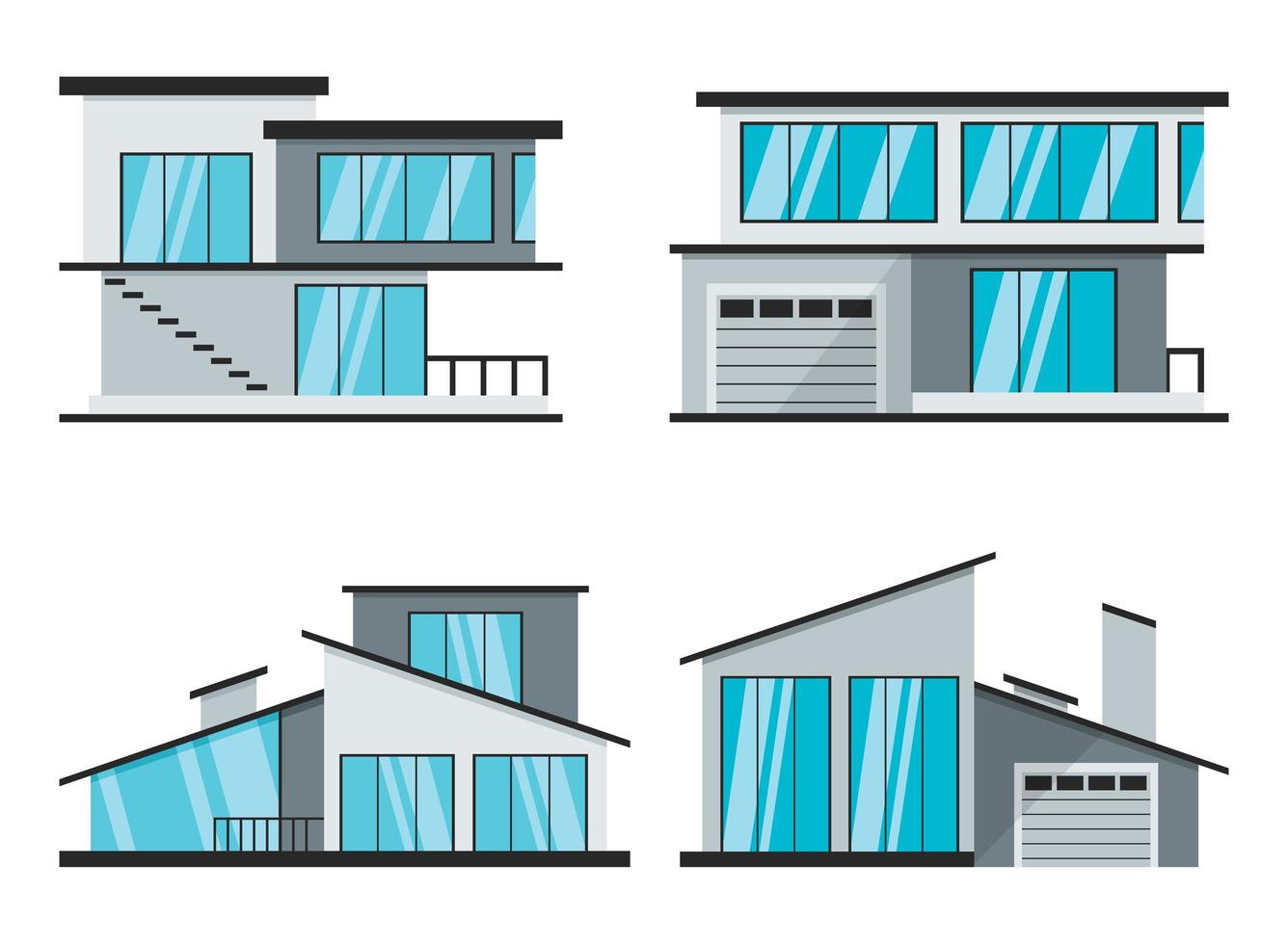 diseño exterior con edificio plano vector