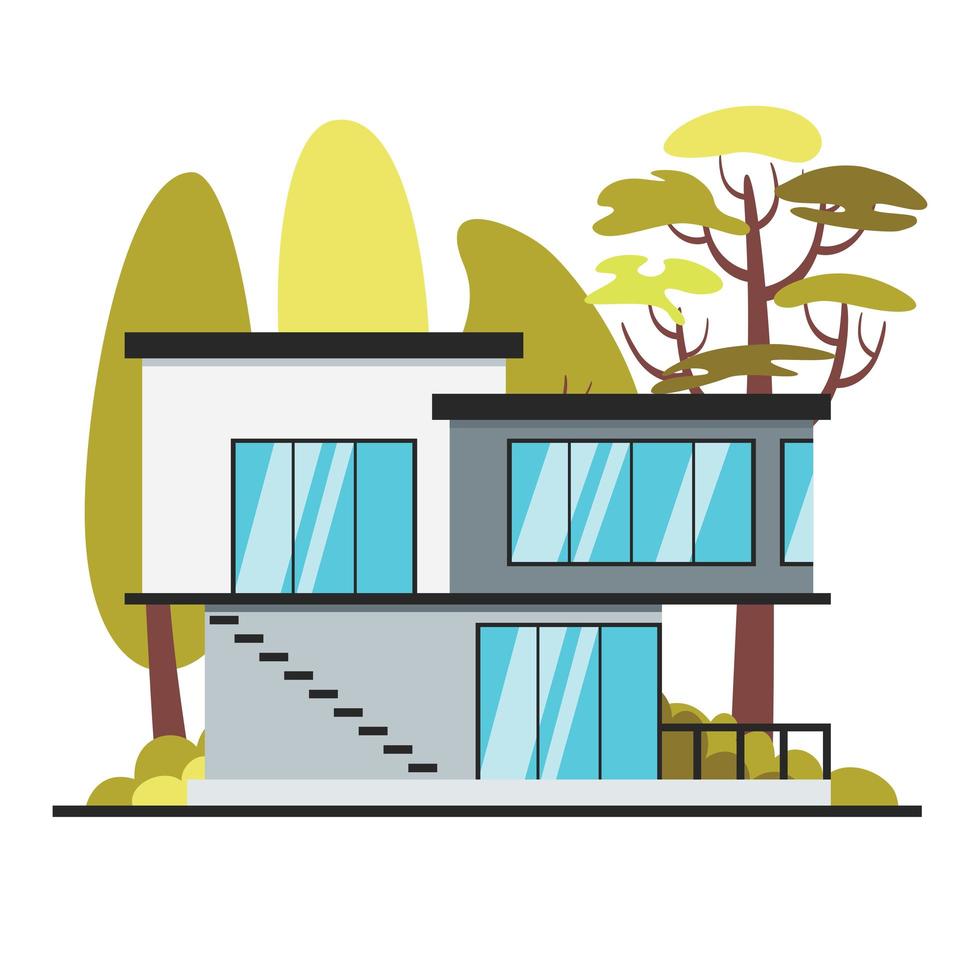 Exterior Design With Flat Building vector