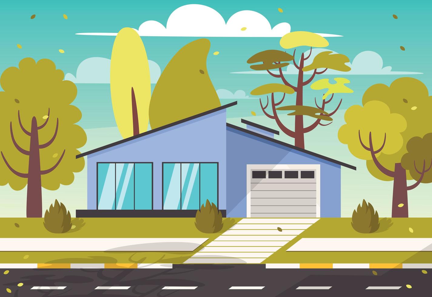 Exterior Design With Flat Building vector