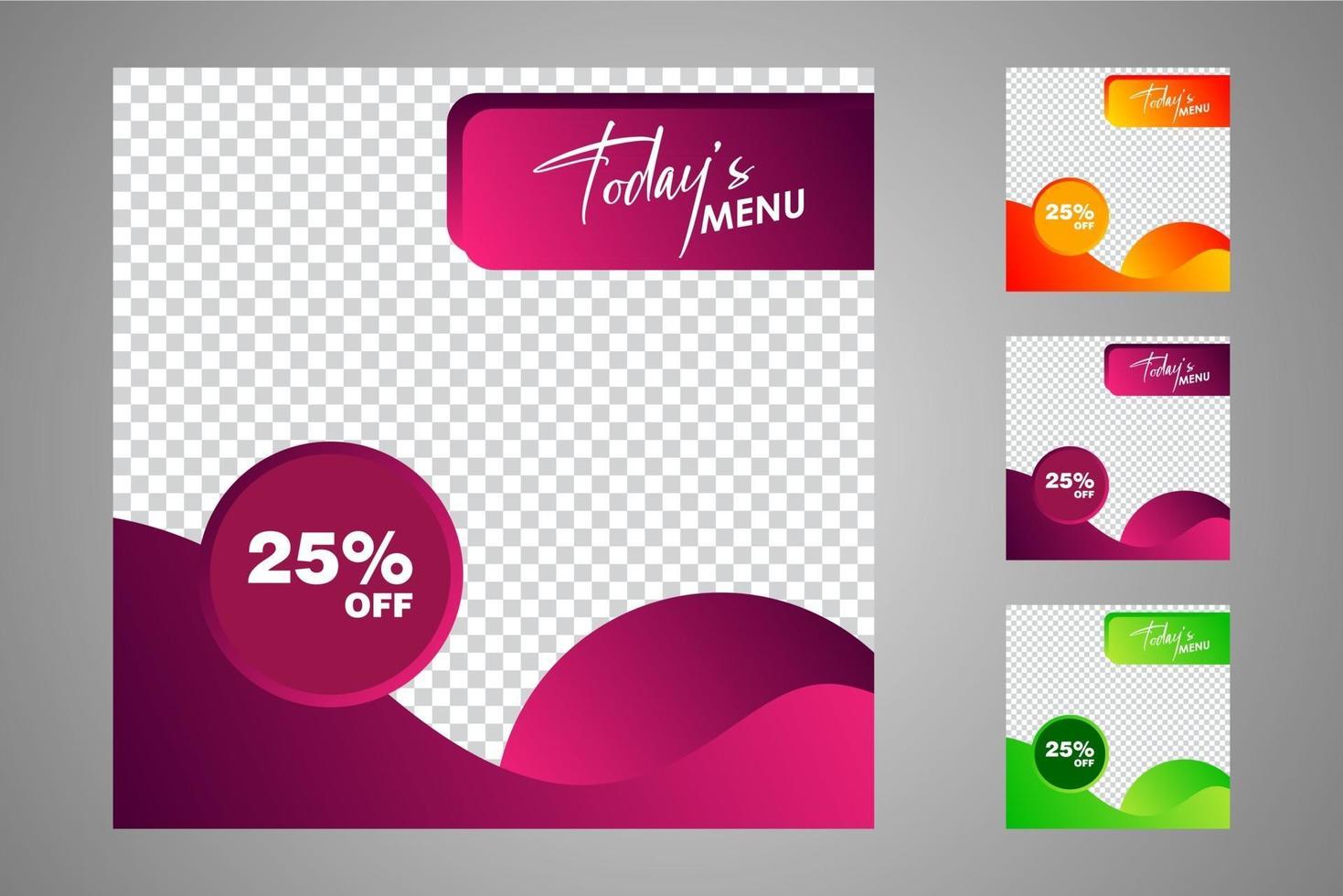 New set of editable minimal banner templates. Suitable for social media posts and web or internet ads. Vector illustration with photo college.