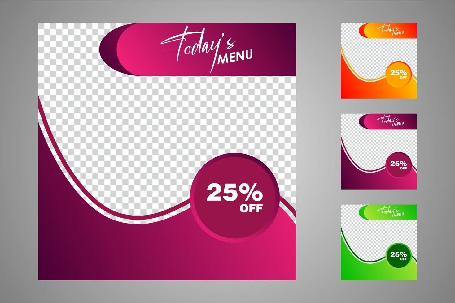 New set of editable minimal banner templates. Suitable for social media posts and web or internet ads. Vector illustration with photo college.
