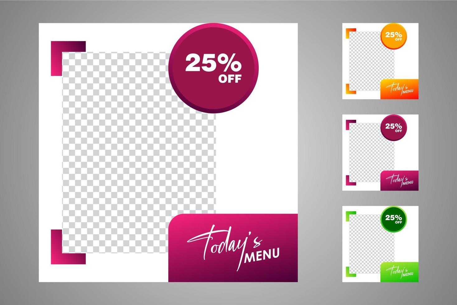 New set of editable minimal banner templates. Suitable for social media posts and web or internet ads. Vector illustration with photo college.