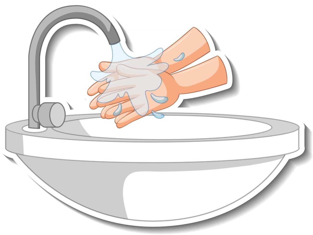 A sticker template of hands with water sink isolated vector