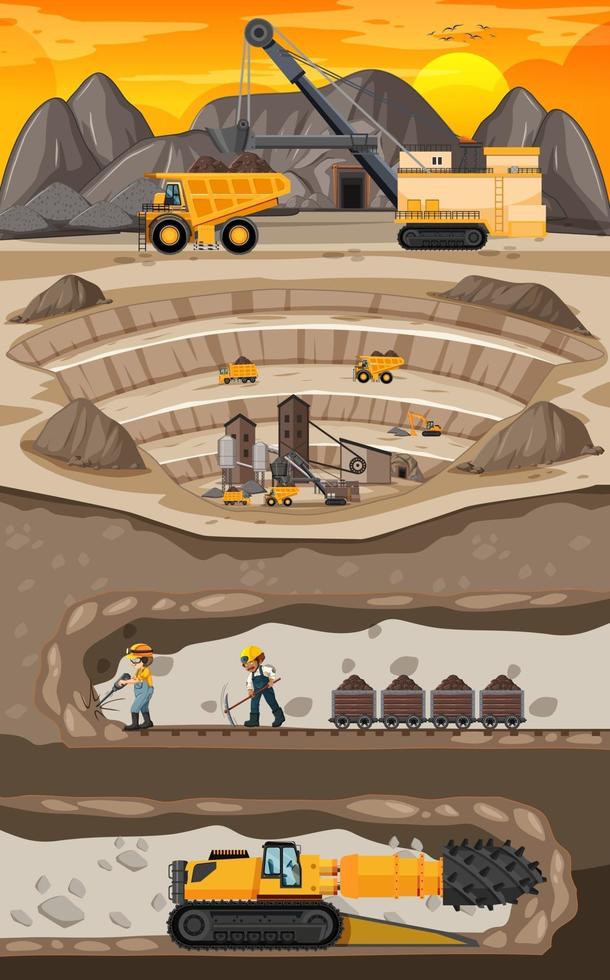 Landscape of coal mine industry with underground vector