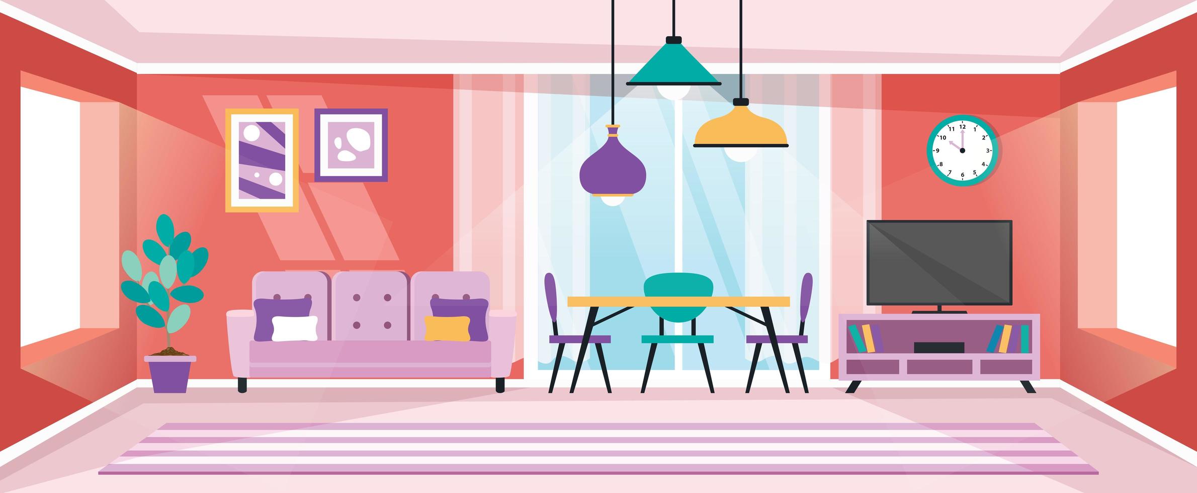 Interior Design Concept With Flat Furnitures vector