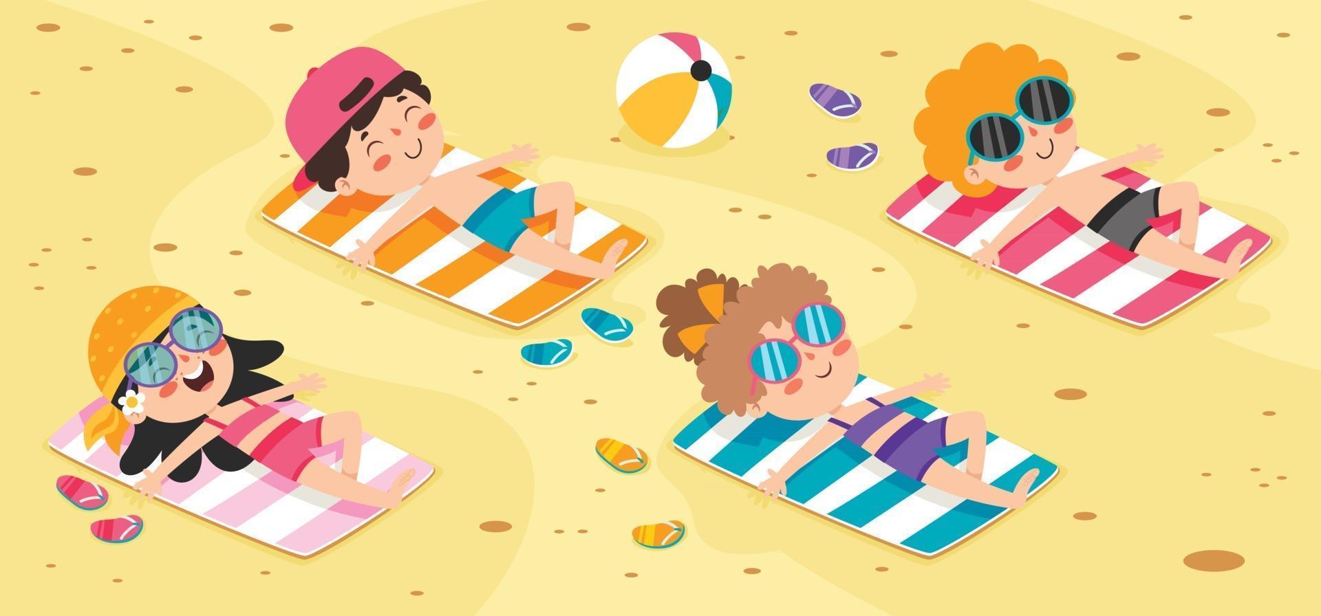 banner de verano plano con personaje de dibujos animados vector