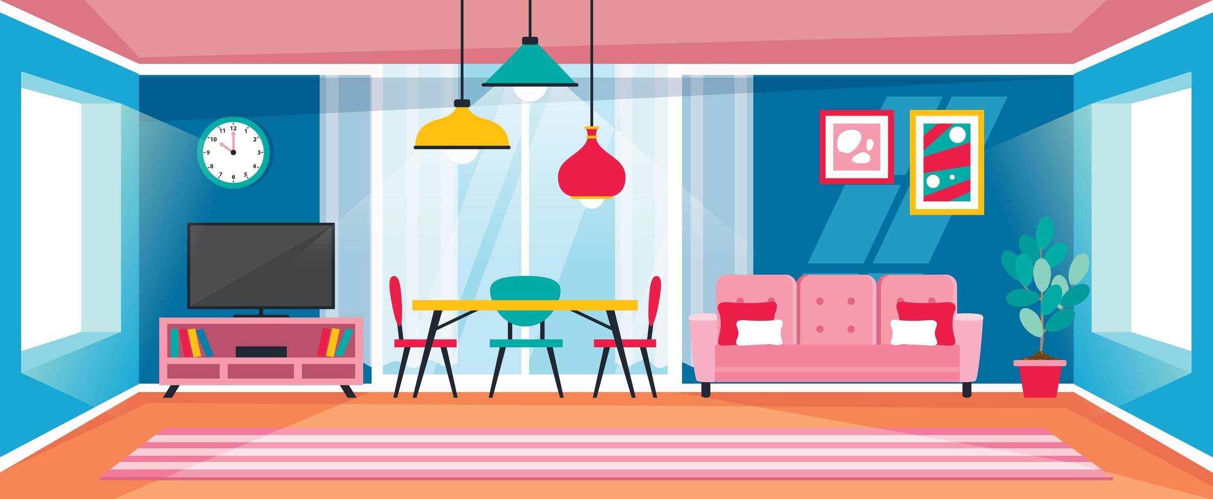 Interior Design Concept With Flat Furnitures vector