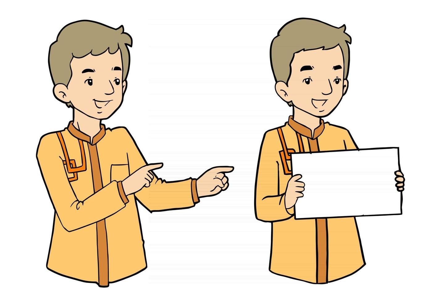 Young muslim man with facial expressions vector