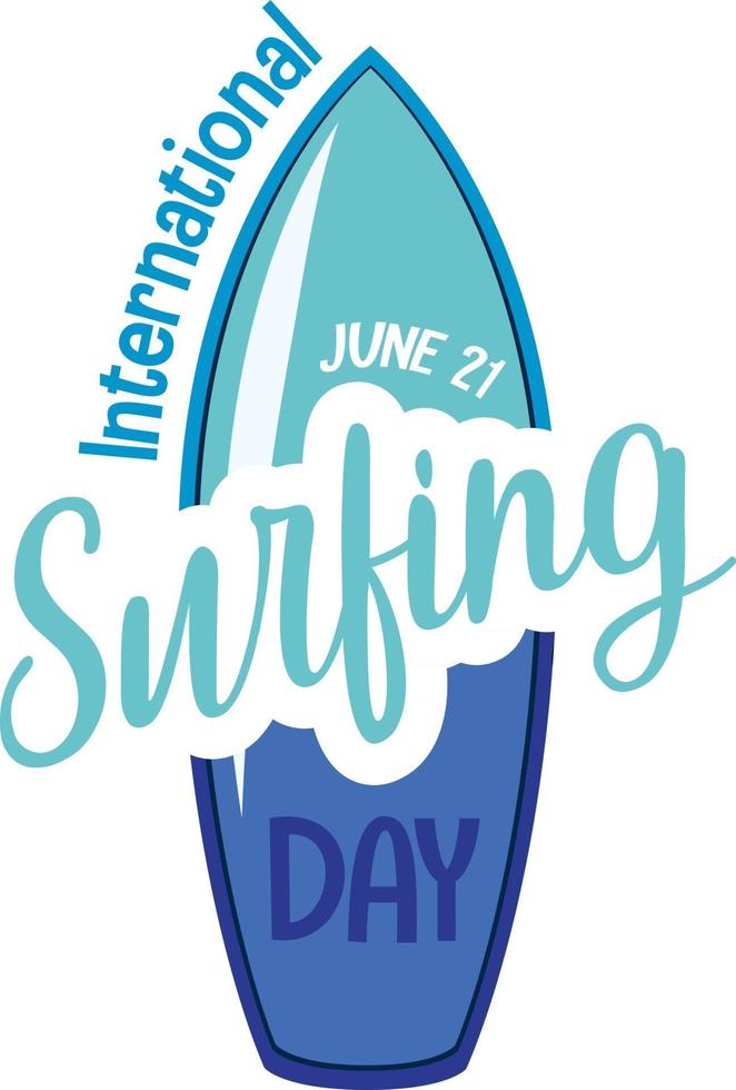 International Surfing Day font on surfboard banner isolated vector