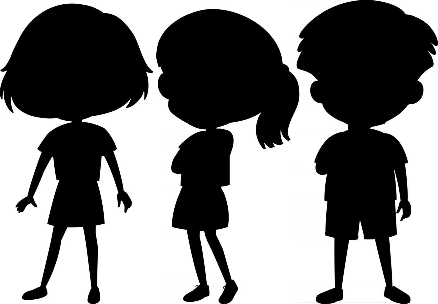 Set of kids silhouette cartoon character vector