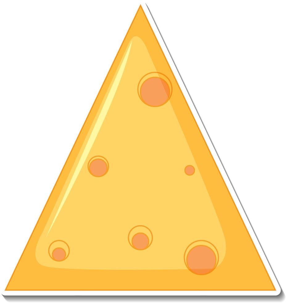 Pegatina de queso sobre fondo blanco. vector