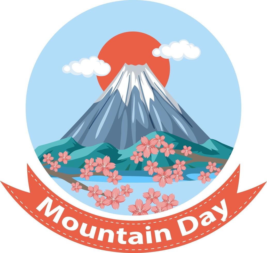 banner del día de la montaña con el monte fuji aislado vector