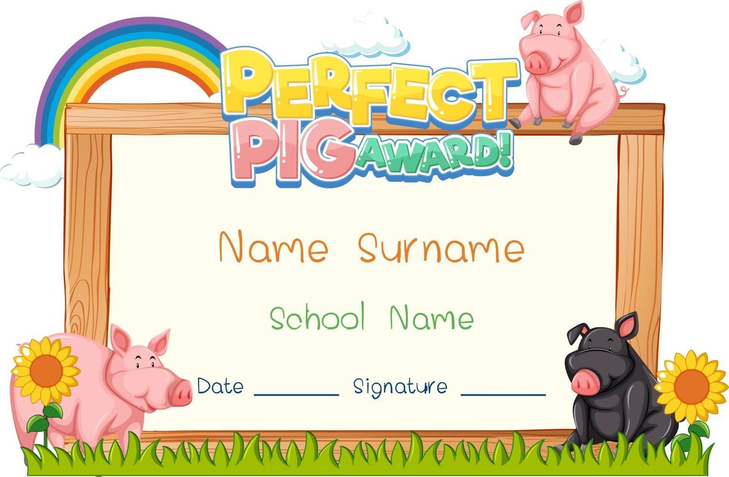 Diploma or certificate template for school kids vector