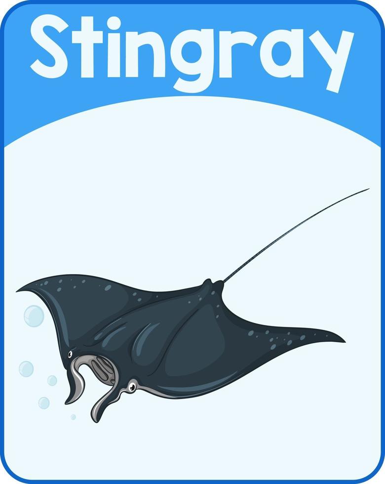 Educational English word card of Stingray vector