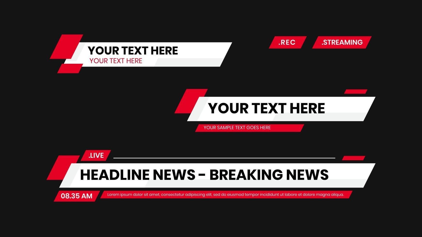 red lower third vector with white background text modern shape. News Lower Thirds Pack.