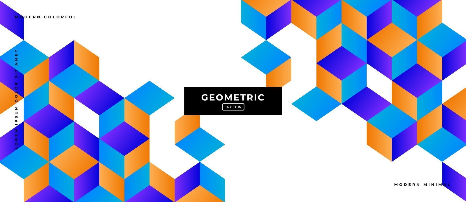 Geometric Flat Design Cubes in White Background. vector