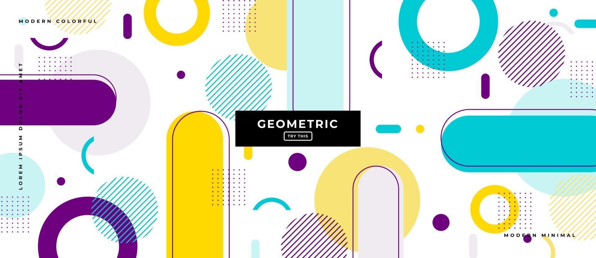 Flat Geometric Shapes Background in Memphis Style. vector