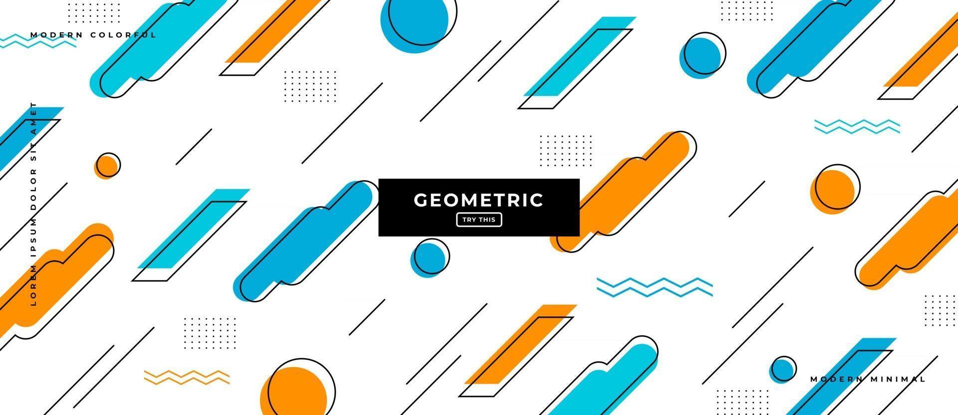 Flat Design Geometric Shapes Background in Memphis Style. vector