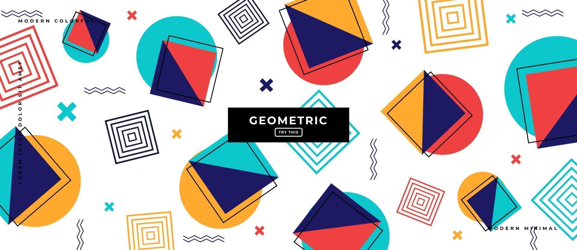 Memphis Style Geometric Polygon Shapes in White Background. vector