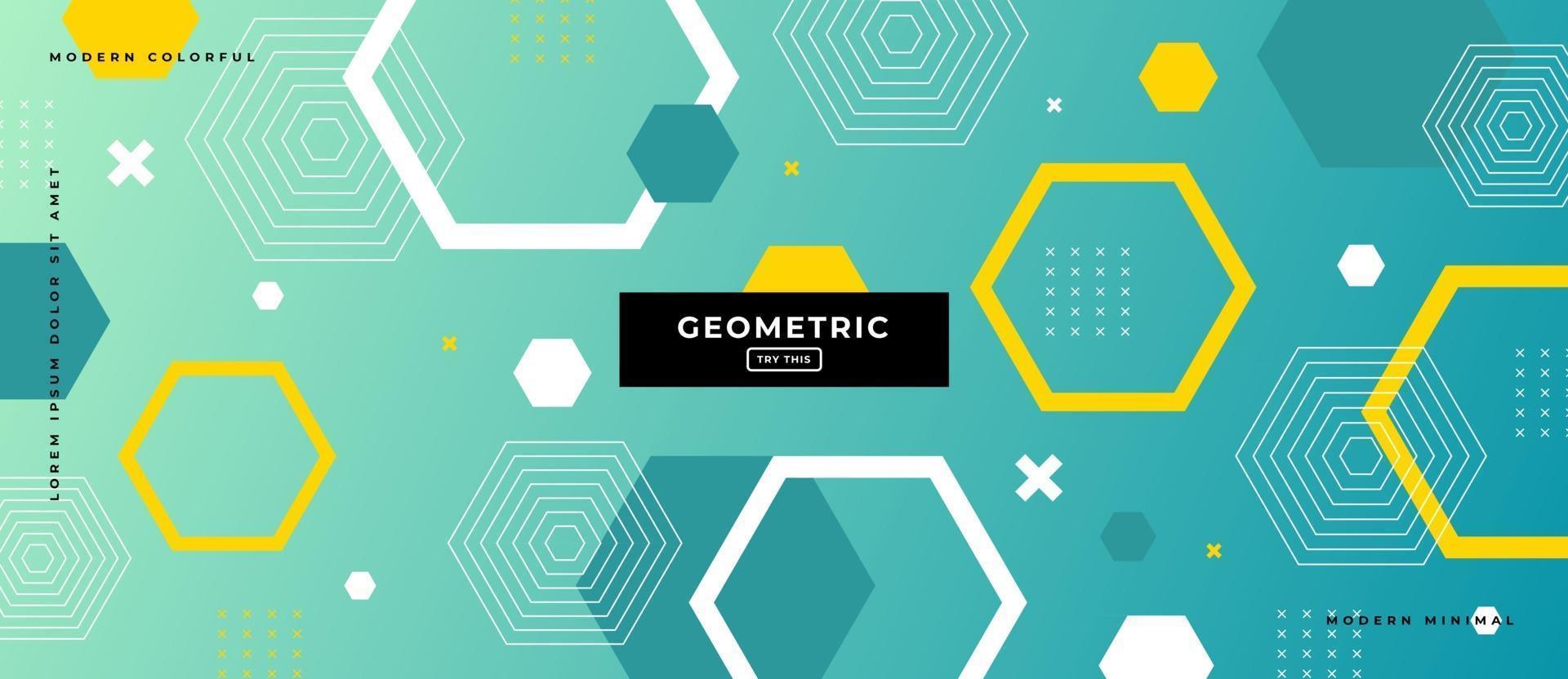 Geometric Hexagon Shapes in Green Gradient Background. vector