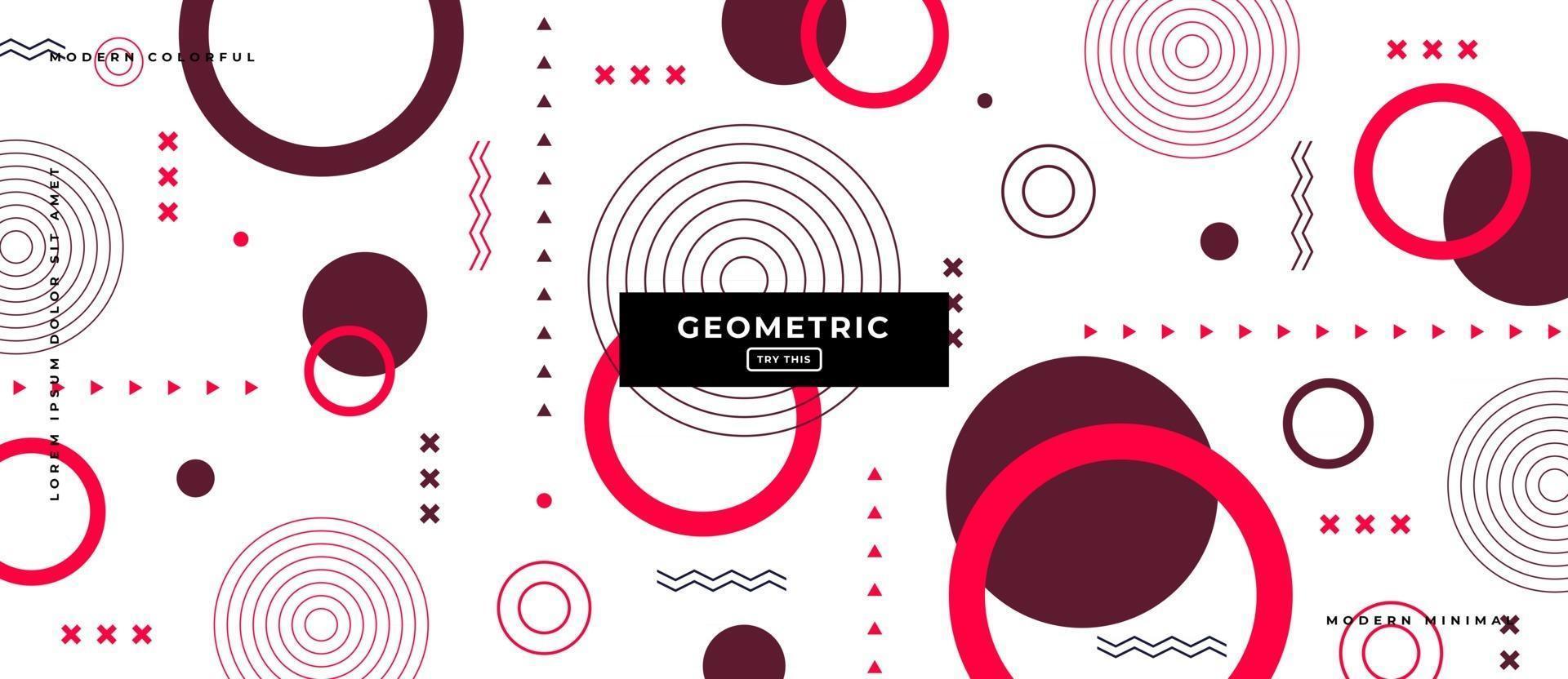 Memphis Style Round Shapes Geometric Background. vector